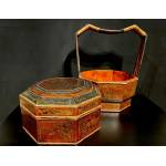 Lacquered wood octagonal food container-7324
