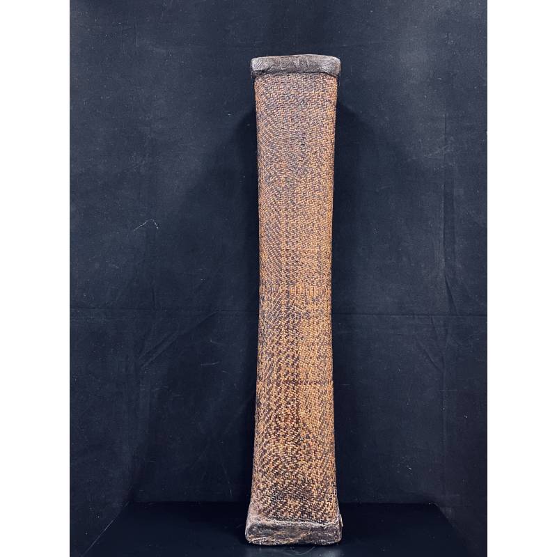 Old lacquer rattan long pillow box- Ms12647