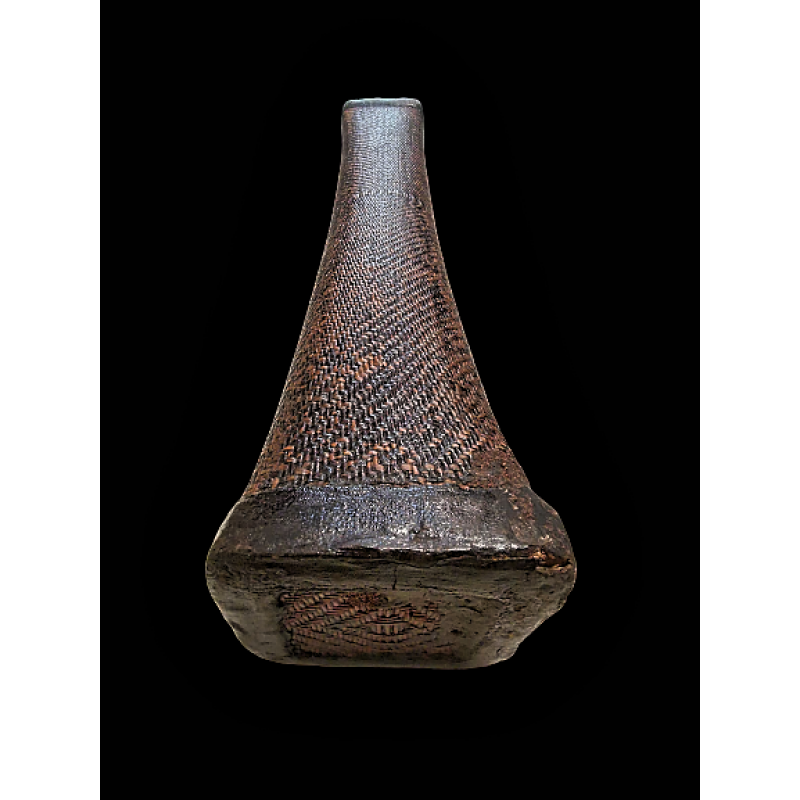 Old lacquer rattan long pillow box- Ms12647
