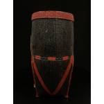 Old lacquer bamboo and rattan woven basket with lid- Ms15359