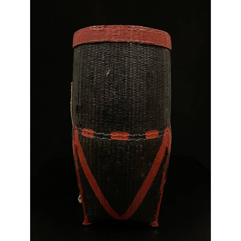 Old lacquer bamboo and rattan woven basket with lid- Ms15359