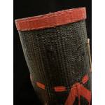 Old lacquer bamboo and rattan woven basket with lid- Ms15359