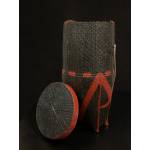 Old lacquer bamboo and rattan woven basket with lid- Ms15359