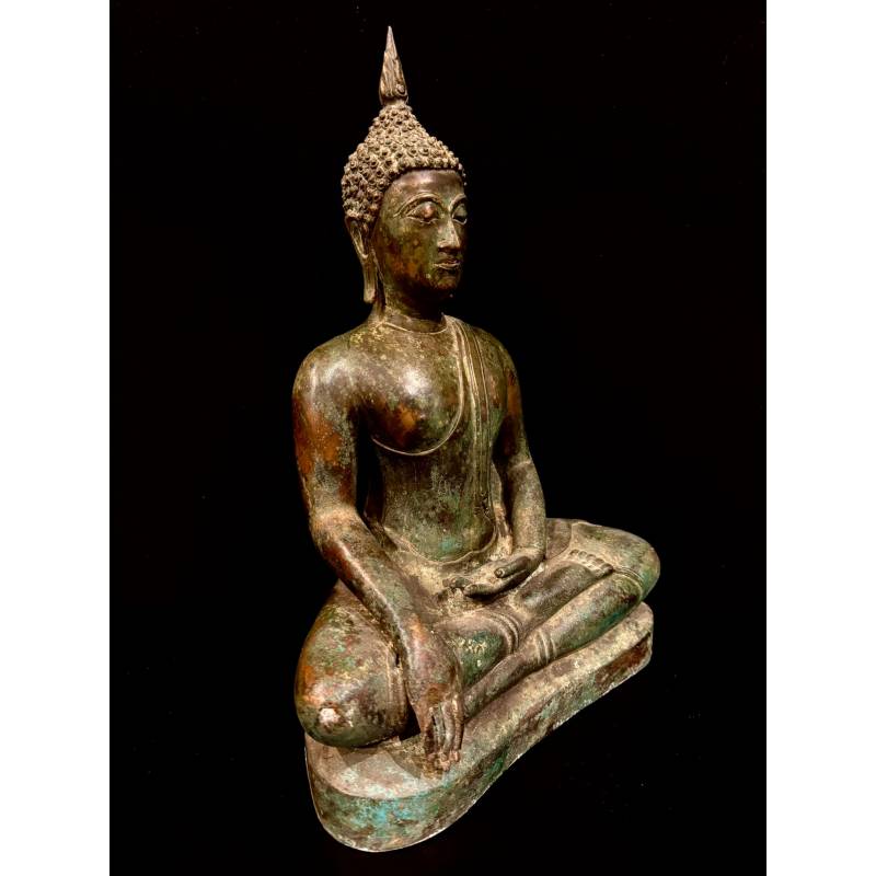 Thai bronze seated Buddha in calling the earth to witness- Ms16936