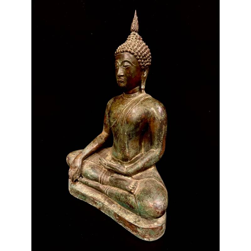 Thai bronze seated Buddha in calling the earth to witness- Ms16936