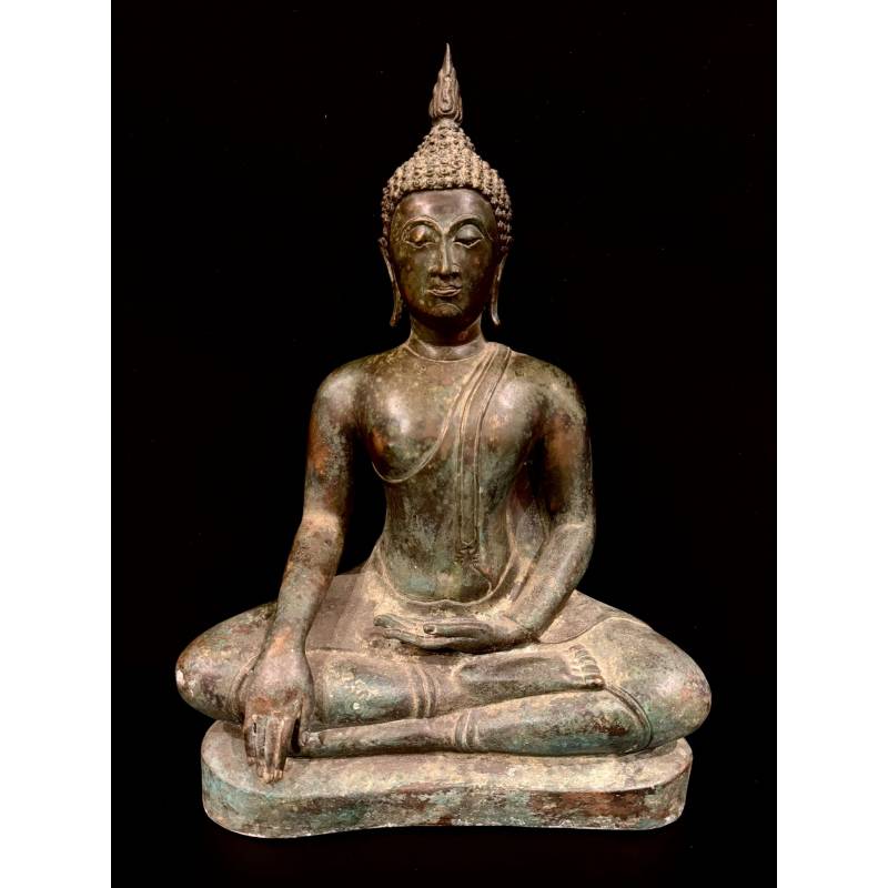 Thai bronze seated Buddha in calling the earth to witness- Ms16936