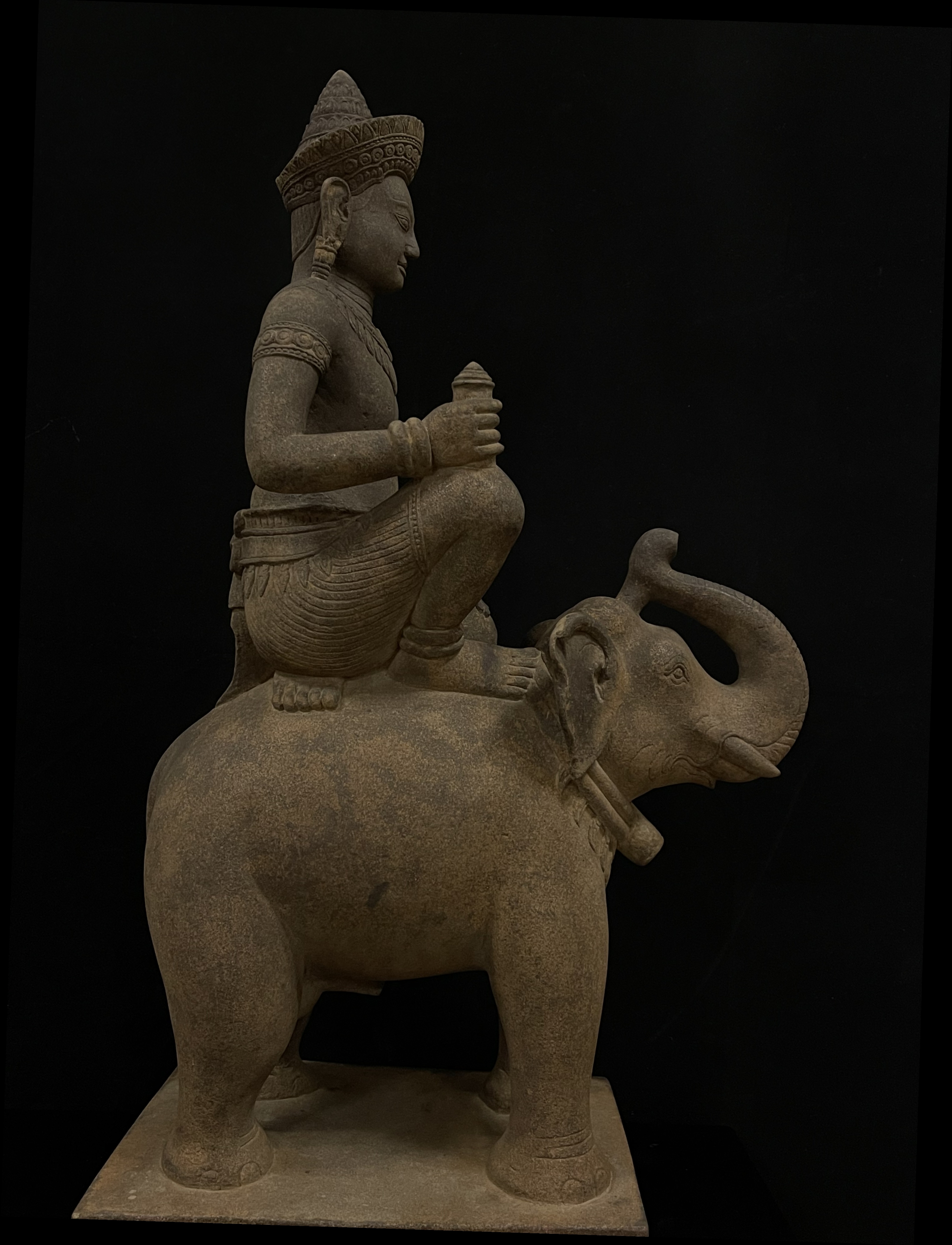 Greystone God Indra on his Elephant mount - 6856