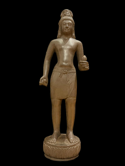 Hardstone Statue of Avalokiteshvara  Standing on Lotus Base - 7127