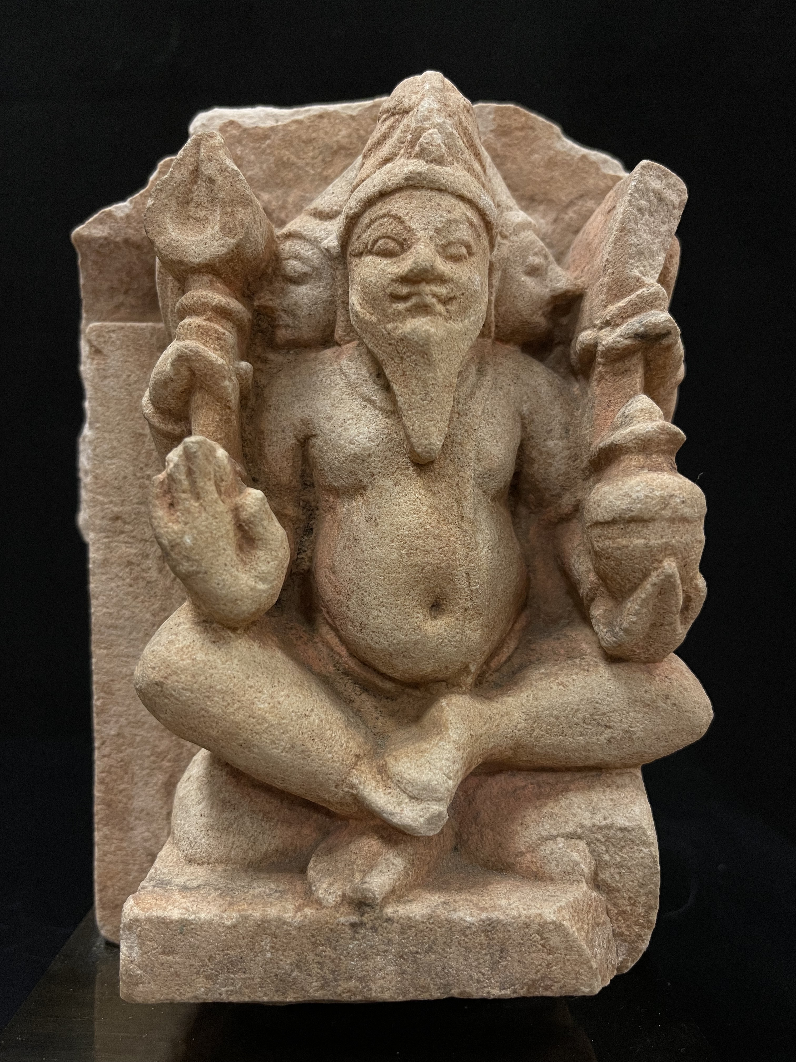 Sandstone frieze squatting Lord Brahma- 5103