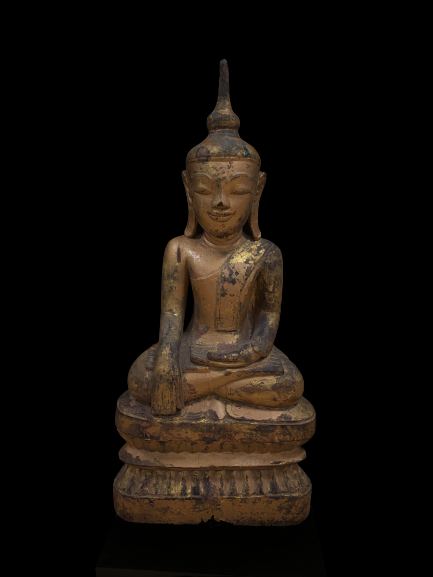 Seated Burmese Buddha in Bhumisparsha mudra- 5557