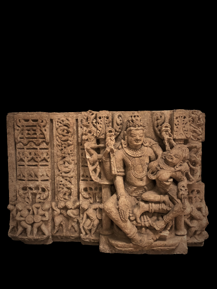 Sandstone stele of Lord Shiva and Parvati- 6093