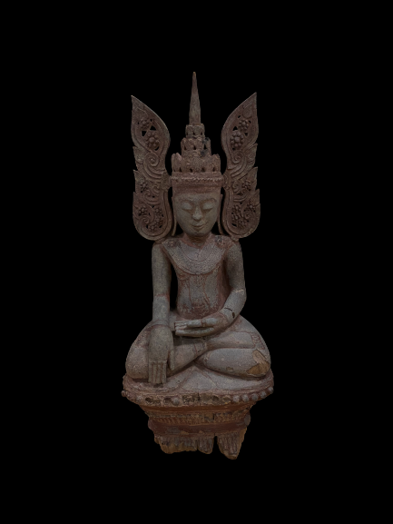 Seated Burmese Crowned  Buddha in Bhumisparsha mudra- 7012